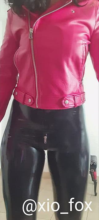 Shiny leggings and leather, my favorite combo'